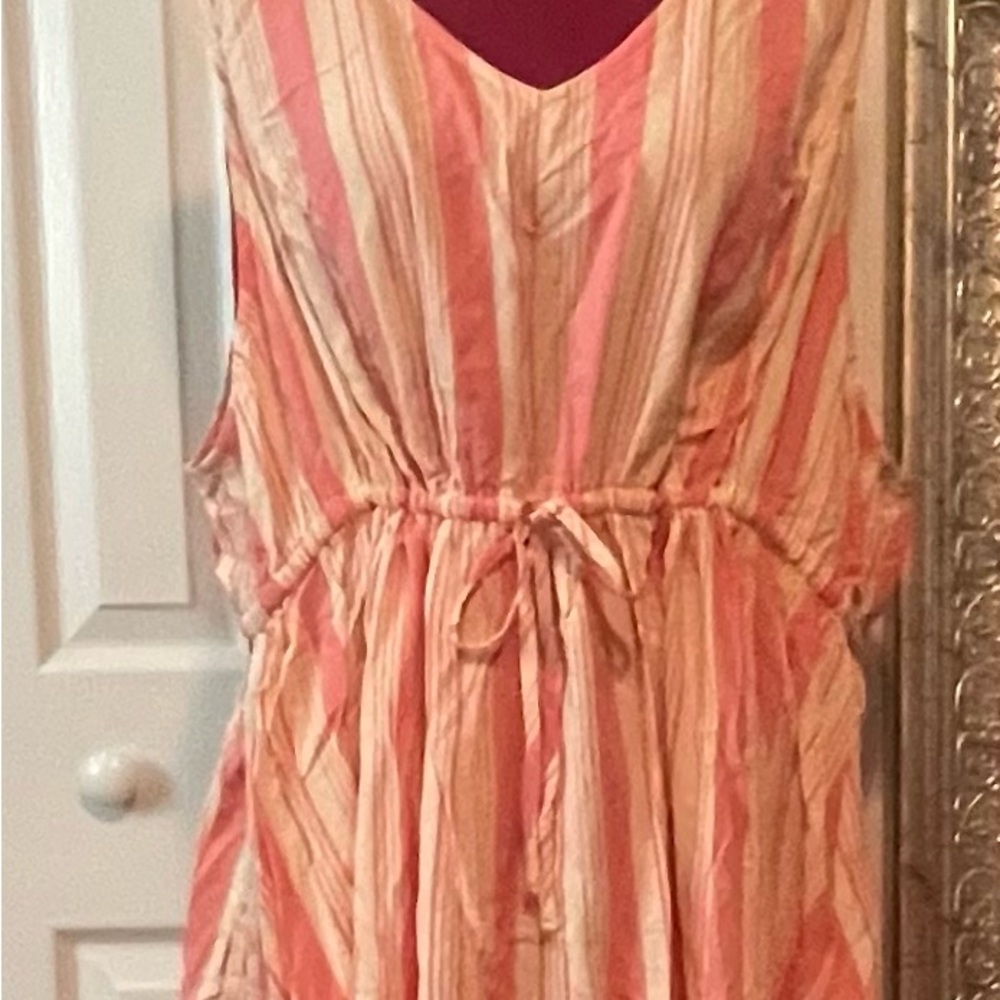 Torrid Pink and Cream Striped Tunic Top